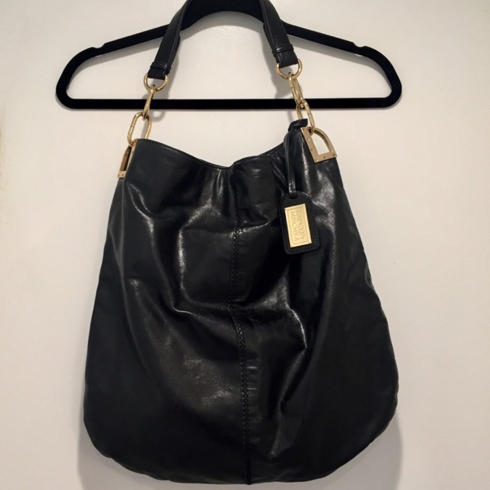 Badgley mischka black GAIA leather hobo bag - Picture 1 of 9